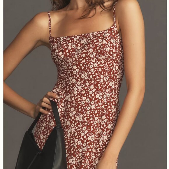 Reformation Liya Midi Dress Sz4 Flower Girl Red Floral Slip Casual French - Picture 3 of 10